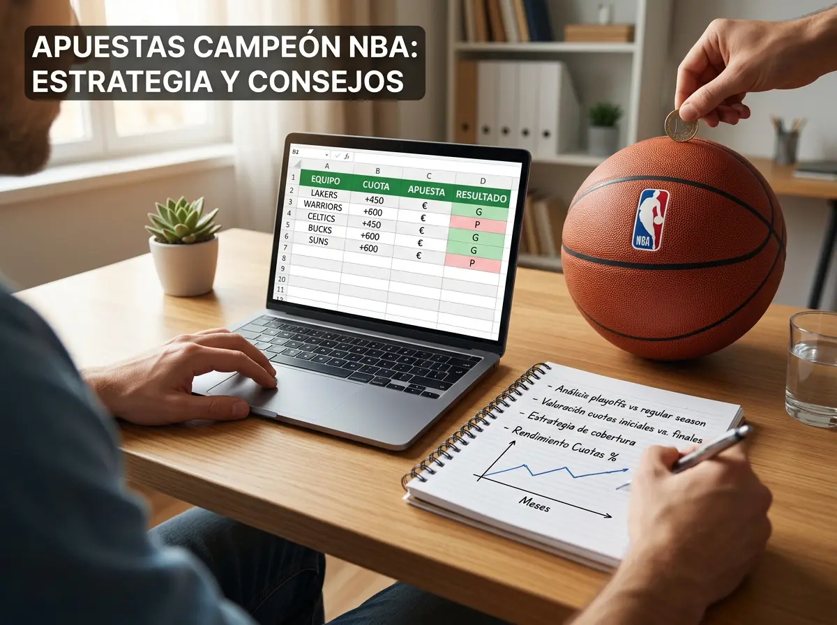Estrategia de apuestas al campeón NBA con gestión de bankroll y análisis de cuotas